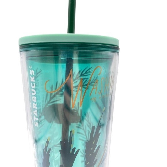 Starbucks Venti Cold Cup Washington the Evergreen State Tumbler Green 24 fl oz - Picture 7 of 13
